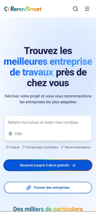 Capture d'écran de l'application RenovSmart
